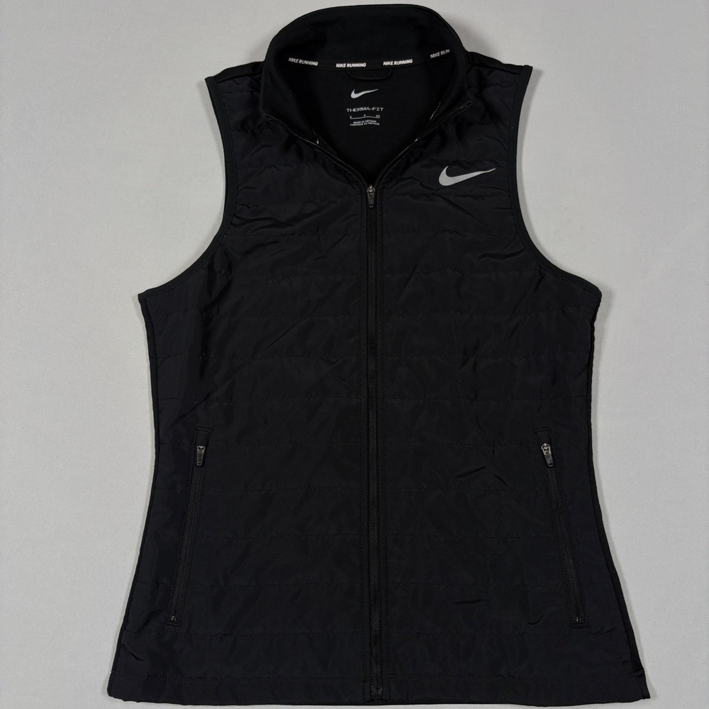 Nike Womens Therma-FIT Essential Running Vest Black Full Zip Active Jacket S
